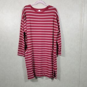 04501 FINAL PRICE Marla Wynne red and tan striped knit L/S dress or tunic XL NEW